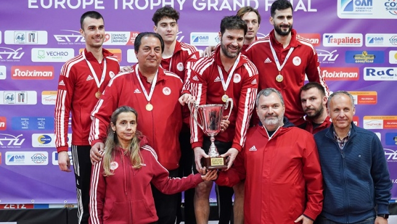 Η ομάδα πινγκ πονγκ του Ολυμπιακού κατέκτησε τον τίτλο στο Europe Trophy