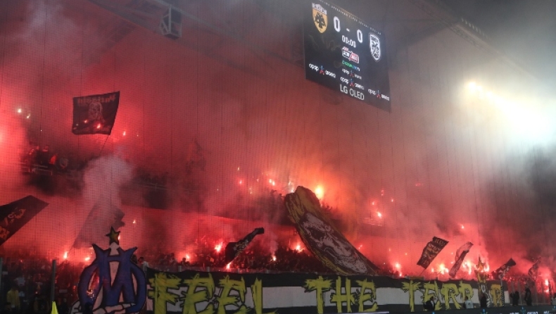 Η αντίδραση των φίλων της ΑΕΚ με φυσικό ήχο στο 1-0 του Τσούμπερ (vid)