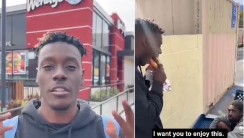 Άγριο κράξιμο σε ανεκδιήγητο YouTuber: Αγόρασε φαγητό για άστεγο, αλλά το έφαγε επιδεικτικά μπροστά του (vid)