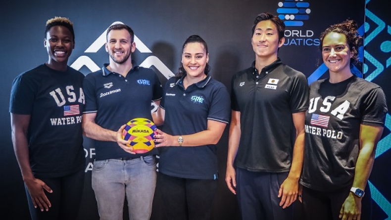 Η Βασιλική Πλευρίτου και ο Ντίνος Γενηδουνιάς στην κλήρωση του παγκοσμίου πρωταθλήματος πόλο 