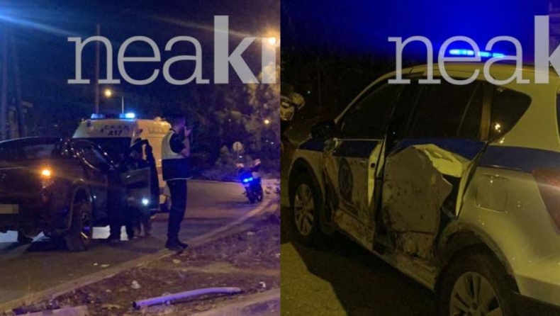 Αυτοκίνητο στο Ηράκλειο πέρασε στο αντίθετο ρεύμα και εμβόλισε περιπολικό: Στο νοσοκομείο δύο αστυνομικοί