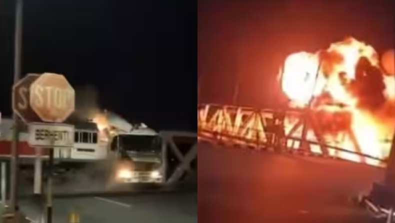 Σοκαριστικό βίντεο δείχνει την στιγμή που τρένο συγκρούστηκε με φορτηγό (vid)
