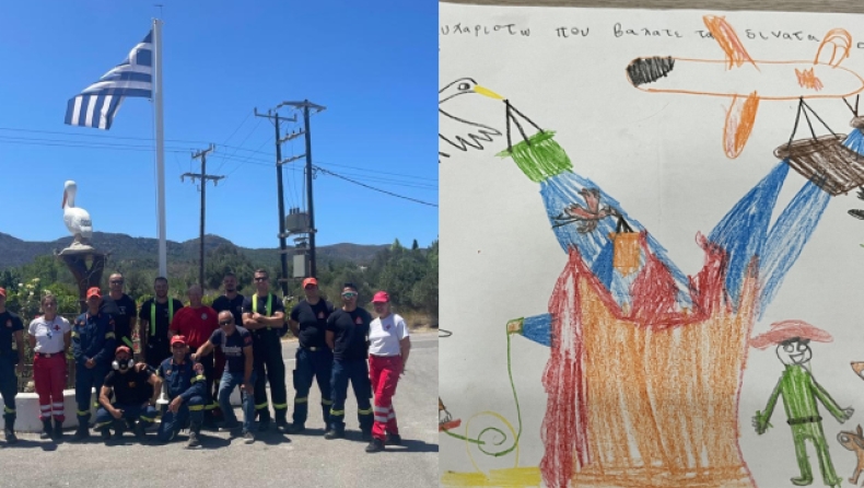 Η συγκλονιστική ζωγραφιά που δώρισε ένα κορίτσι από τη Ρόδο στους Σλοβάκους πυροσβέστες