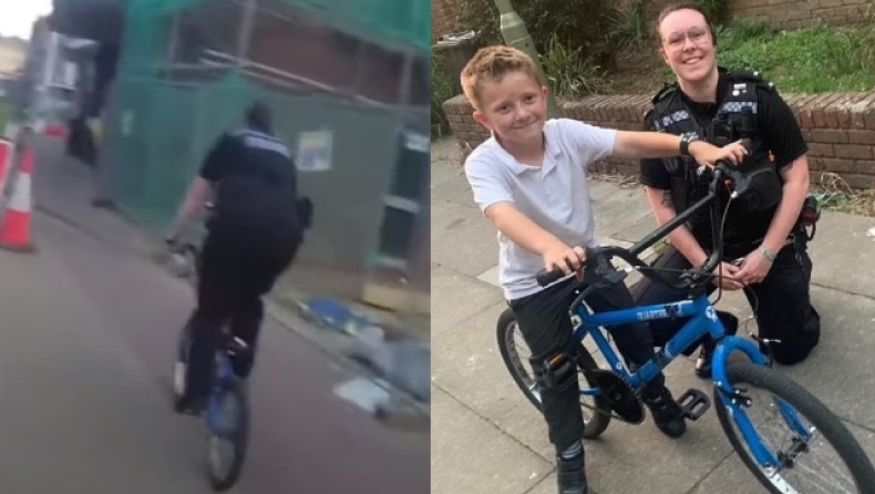 Αστυνομικός δανείστηκε ποδήλατο από παιδί για να κυνηγήσει εγκληματία: Το βίντεο που έγινε viral σε λίγα λεπτά (vid)