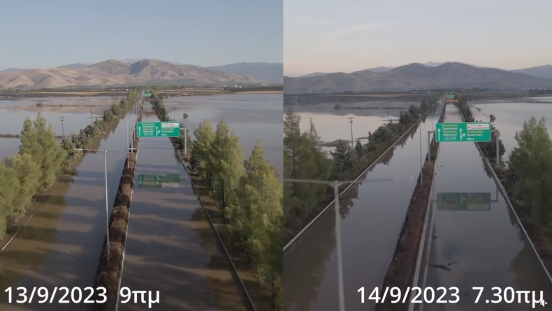 Εθνική Οδός: Παραμένει πλημμυρισμένη, αγώνας δρόμου να ανοίξει το Σαββατοκύριακο (vid)