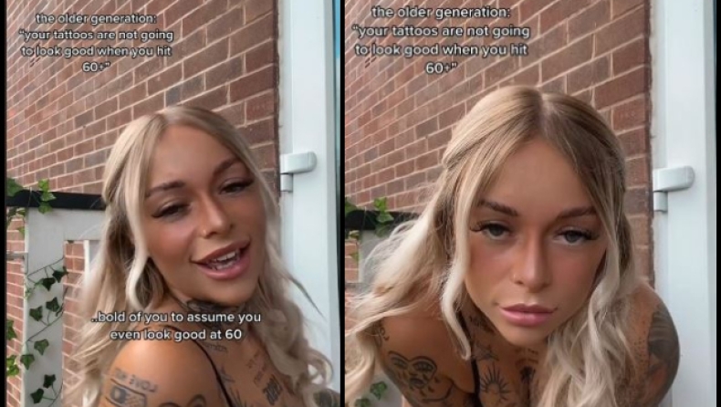 TikToker γεμάτη τατουάζ ξεσπάει κατά των επικριτών της που την «κράζουν» για το πως θα φαίνεται στα 60 της (vid)