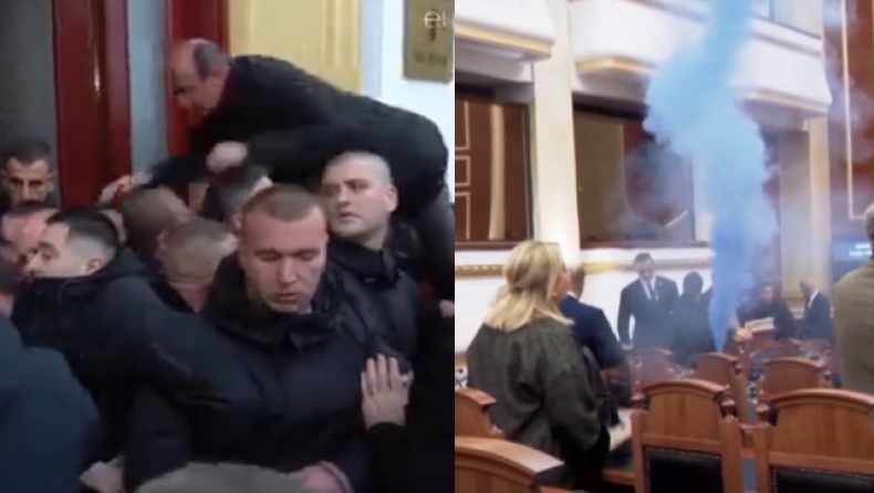 Χάος στην Αλβανία: Καπνογόνα, ξύλο και μπράβοι στο κοινοβούλιο (vid)
