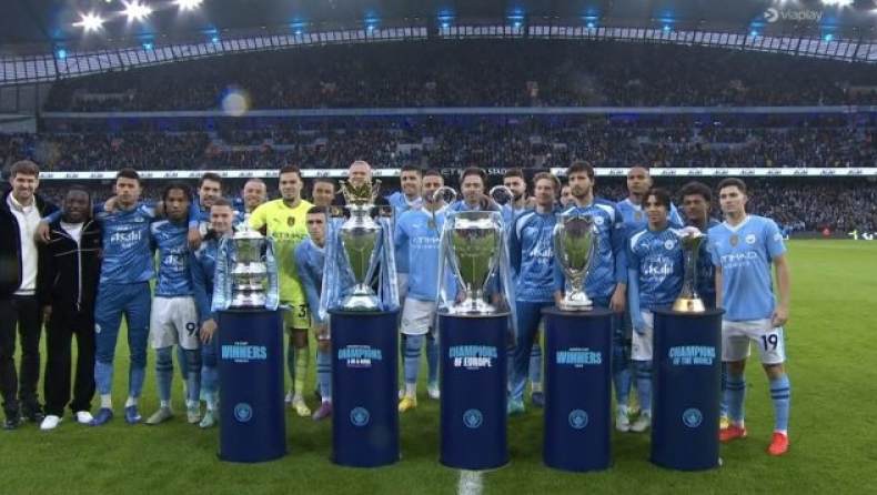 Μάντσεστερ Σίτι: Παρουσίασε στο «Έτιχαντ» τα πέντε τρόπαια που σήκωσε μέσα στο 2023