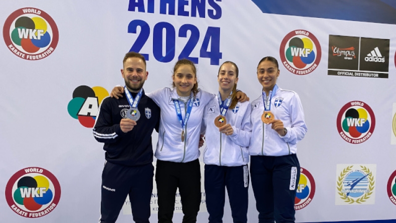 Καραλής, Στόλη, Τζίλα και Πέππα με τα μετάλλιά τους