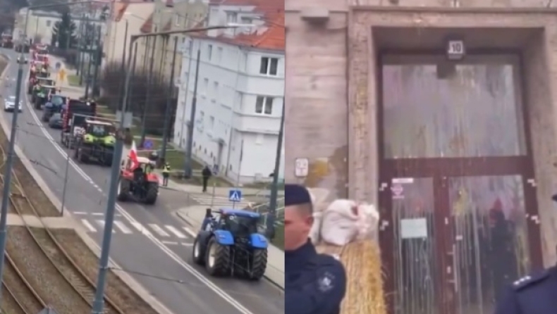 Πολωνία: Αγρότες πέταξαν αυγά σε γραφείο της ΕΕ στο Βρότσλαβ (vid)