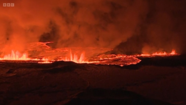 Απόκοσμες εικόνες από έκρηξη ηφαιστείου στην Ισλανδία: Συγκλονιστικά πλάνα του BBC (vid)