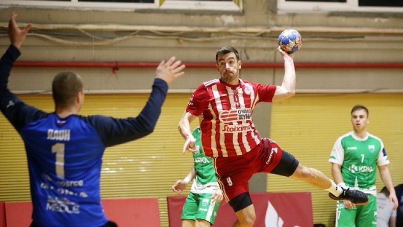 Ο Ολυμπιακός νίκησε τη σλοβενική Κρκα με 31-26 στην Ηλιούπολη και έκανε το πρώτο βήμα πρόκρισης στα ημιτελικά του EHF European Cup. 