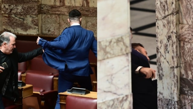 Έπεσε ξύλο στη Βουλή: Πρώην βουλευτής των Σπαρτιατών έριξε μπουνιά στον Βασίλη Γραμμένο