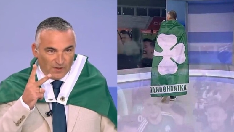 Επικός Ντσούνος: Εμφανίστηκε στο πλατό με σημαία του Παναθηναϊκού για την κατάκτηση της Ευρωλίγκας (vid) 
