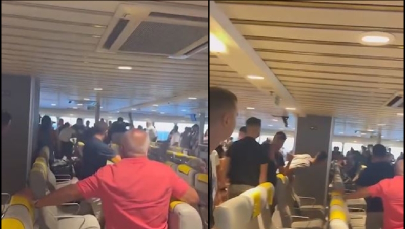 Βίντεο ντοκουμέντο από την άγρια συμπλοκή στην Τήνο: Μπουνιές, κλωτσιές, έφυγαν και καρέκλες