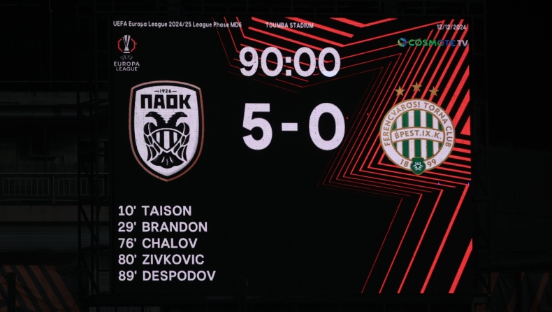 Τα highlights από το εμφατικό 5-0 του ΠΑΟΚ επί της Φερεντσβάρος (vid) 