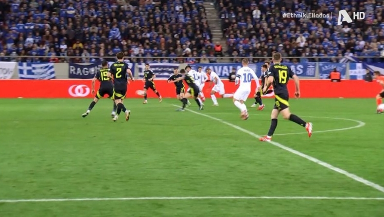 Ελλάδα - Σκωτία: Η Εθνική κέρδισε πέναλτι σε μαρκάρισμα στον Φούντα, αλλά ο Στίλερ το πήρε πίσω καθώς έγινε εκτός περιοχής (vid)