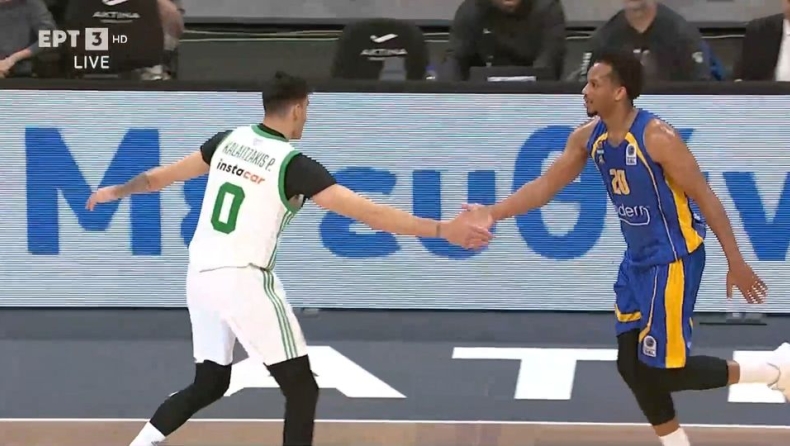 Παναθηναϊκός - Λαύριο 98-70: Η φοβερή κίνηση του Καλαϊτζάκη, να συγχαρεί τον Βον για δύσκολο τρίποντο μπροστά του (vid)