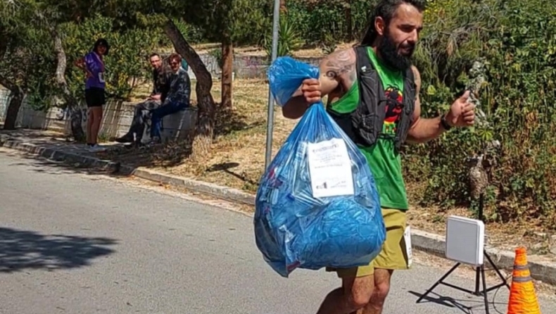 Plogging race: Έτρεξαν μαζεύοντας τα σκουπίδια στον Υμηττό
