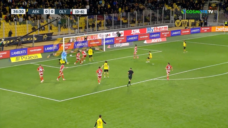 ΑΕΚ - Ολυμπιακός: Το 1-0 των γηπεδούχων από τα πόδια του Κάρμο (vid)