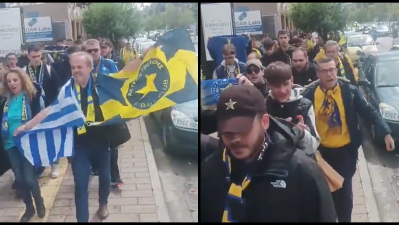 ΟΦΗ - Αστέρας Τρίπολης: Οι οπαδοί των φιλοξενούμενων στον δρόμο προς το γήπεδο (vid)