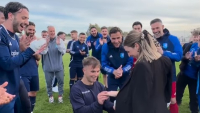  Πύργος: Ποδοσφαιριστής συνδύασε το νταμπλ με πρόταση γάμου! (vid) 