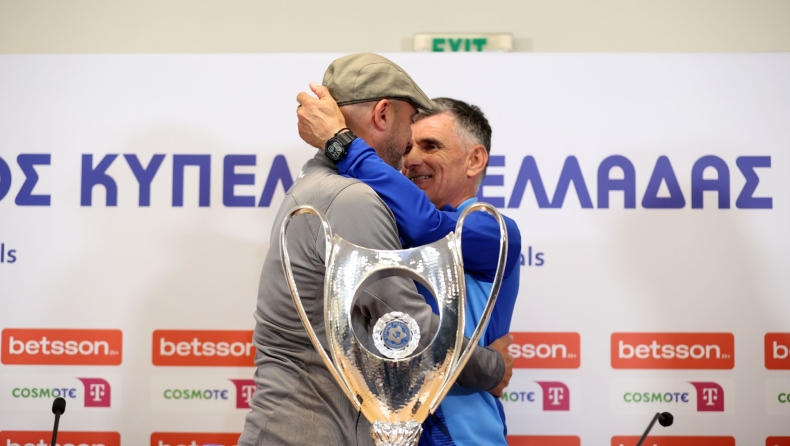 Τελικός Κυπέλλου Ελλάδας: Η αγκαλιά Ράσταβατς και Μεντιλίμπαρ μετά τη συνέντευξη Τύπου 