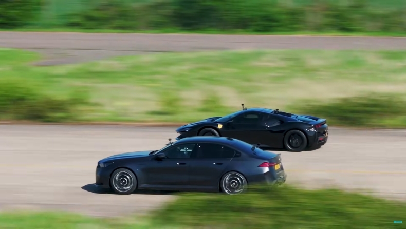 Ferrari SF90 vs BMW M5: Κόντρα στην ευθεία με 1.000 ίππους (vid)