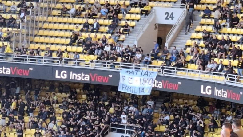 Σημαία Αργεντινής για τον Αλμέιδα στην OPAP Arena: «Ματίας, πίστη, ένωση, οικογένεια»