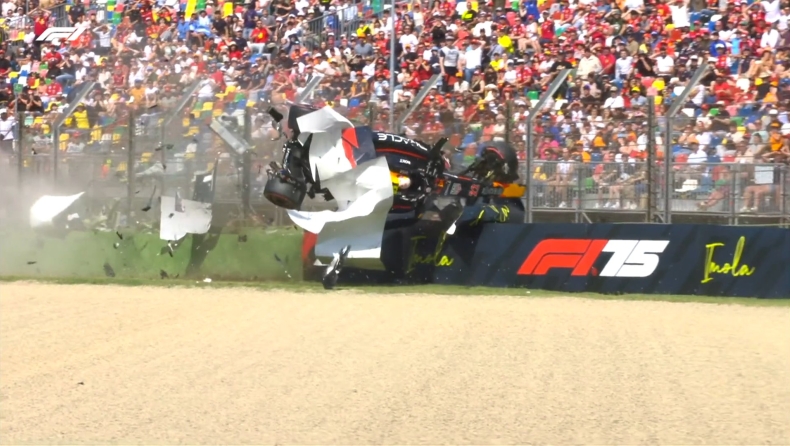 F1 - Τρομακτικό ατύχημα του Τσουνόντα στην Ίμολα (vid)