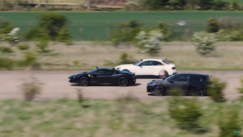 Η Ferrari SF90 τα βρίσκει... σκούρα απέναντι σε μία BMW και ένα... Golf! (vid)