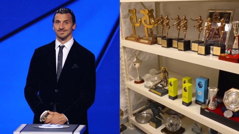 Ο Ζλάταν Ιμπραΐμοβιτς μας έδειξε το εντυπωσιακό δωμάτιο με την συλλογή από τα βραβεία και τους τίτλους του (vid)