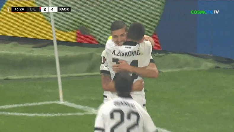 Λιλ - ΠΑΟΚ: Το 2-4 του Ζίβκοβιτς και το 3-4 των Γάλλων από το 74' έως το 77'