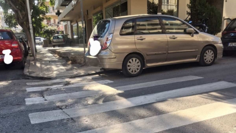 Απίστευτο σκηνικό στο Ηράκλειο: Έβαψαν τη... μισή διάβαση επειδή είχε παρκαρισμένο αυτοκίνητο!