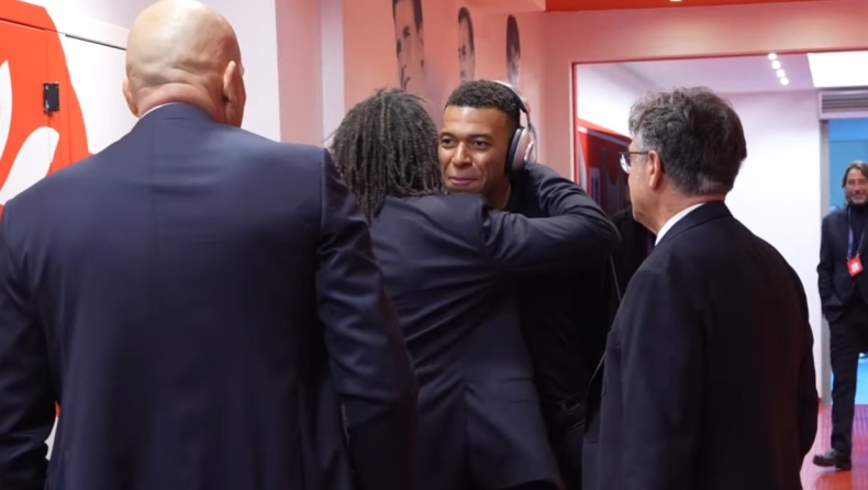 Ολυμπιακός - Ρεάλ: Η αγκαλιά των Καρεμπέ - Μπαπέ και η παρακάμερα