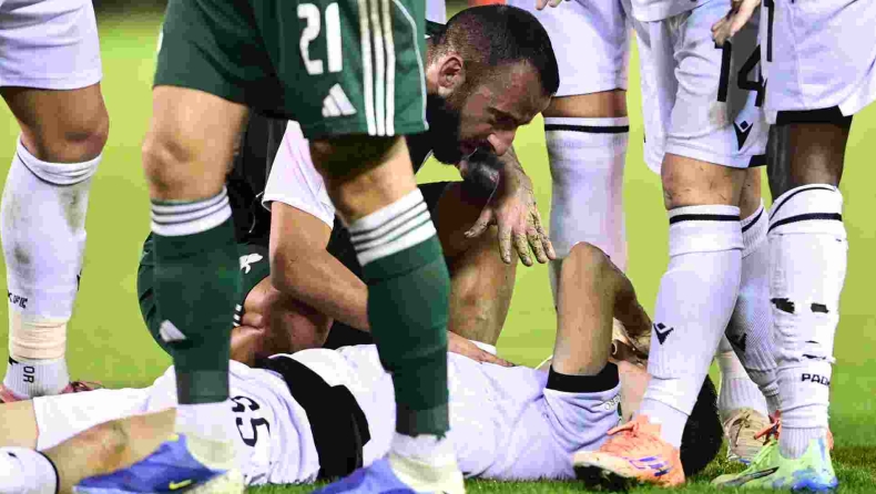 Παναθηναϊκός - ΠΑΟΚ: Χτύπησε στο κεφάλι ο Κωνσταντέλιας, αμέσως πάνω του και οι παίκτες του τριφυλλιού