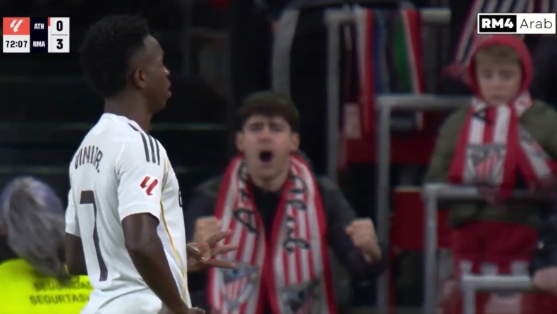 Βινίσιους: Προκάλεσε ξανά, δείχνοντας τρία δάχτυλα στους οπαδούς της Μπιλμπάο (vid)