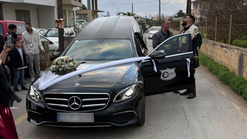 Όχι ρε φίλε: Γαμπρός στην Κρήτη «έσκασε» στην εκκλησία με... νεκροφόρα (vid)