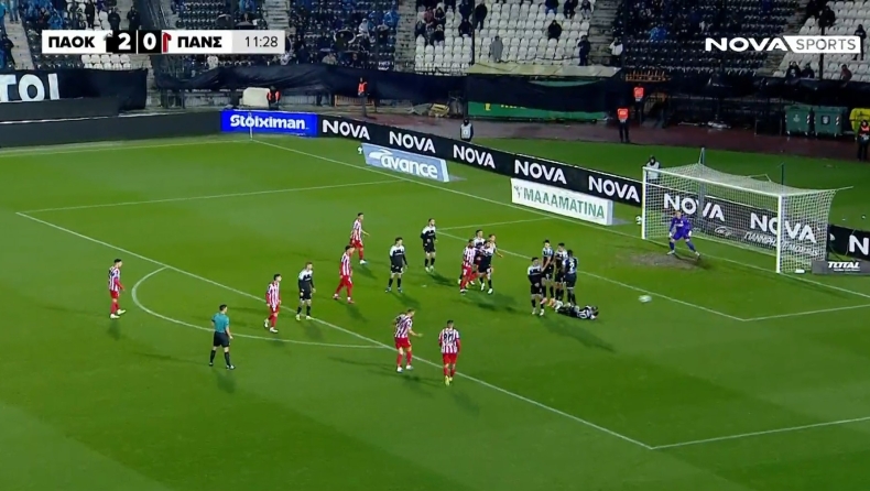 ΠΑΟΚ - Πανσερραϊκός: Το γκολ των φιλοξενούμενων με εξαιρετικό φάουλ
