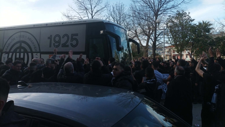 ΟΦΗ: Αποθέωση σε παίκτες και Κόντη κατά την αναχώρηση για το γήπεδο της Λιβαδειάς (vid)