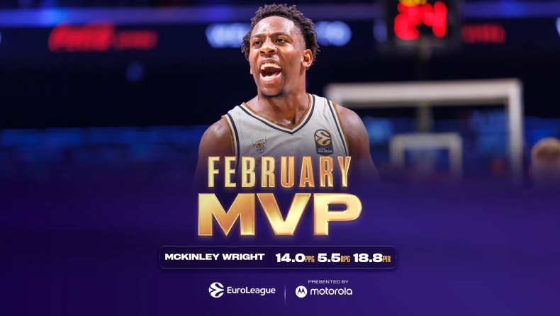 Ο ΜακΚίνλεϊ Ράιτ MVP Φεβρουαρίου στην Euroleague