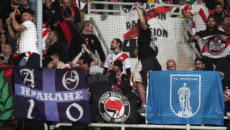 ΑΕΚ - Ράγιο Βαγιεκάνο: Σημαίες και πανό του Ηρακλή στην εξέδρα των Ισπανών