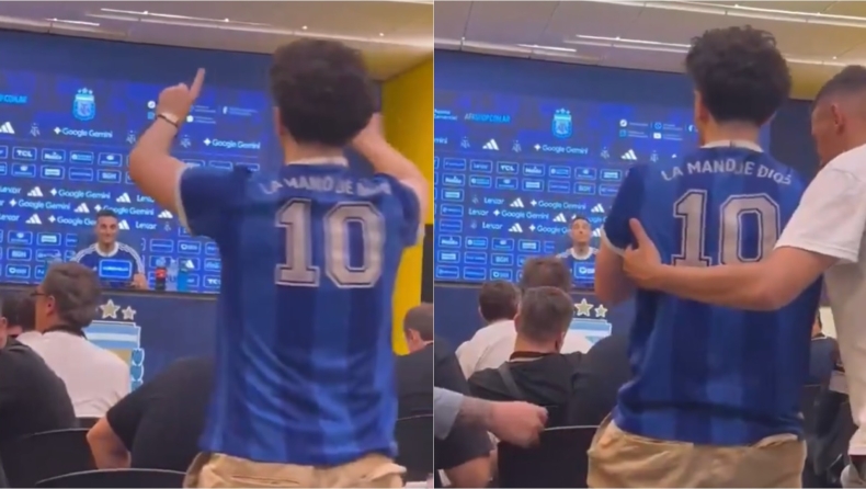 Νεαρός φόρεσε διαπίστευση, μπήκε στη συνέντευξη Τύπου κι έδωσε οδηγίες στον Σκαλόνι: «Θέλω να προετοιμαστείς!»