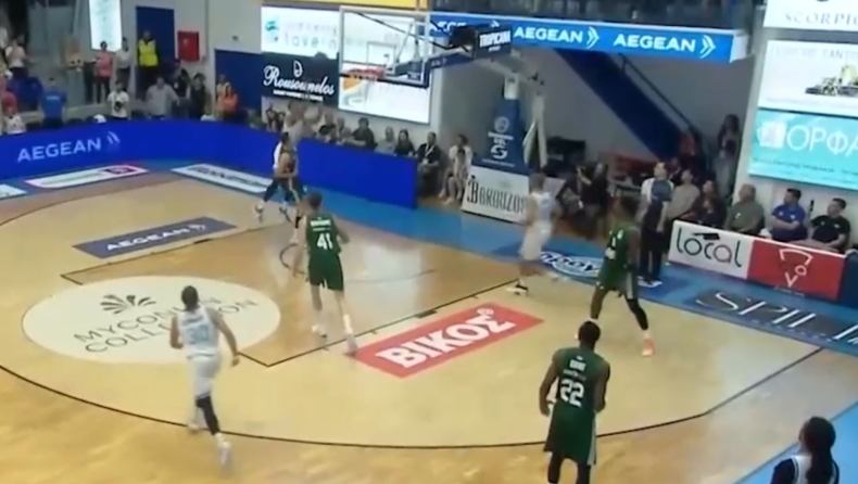 Μύκονος - Παναθηναϊκός: Το εντυπωσιακό καλάθι στα 0.6'' των γηπεδούχων