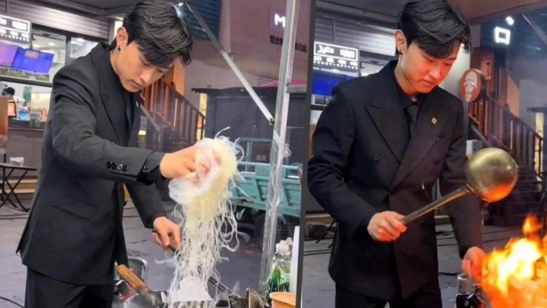 Ο «CEO του Stir-Fry»: 24χρονος μαγειρεύει σε νυχτερινή αγορά της Κίνας φορώντας κοστούμι (vid)