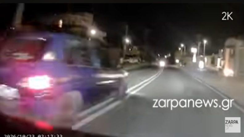 «Από τύχη ζούμε»: Αδιανόητη προσπέραση πάνω σε διπλή γραμμή στα Χανιά (vid)