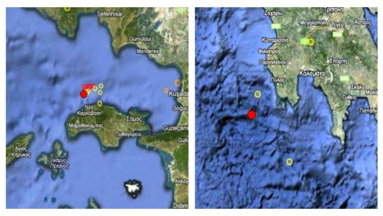 Σεισμοί σε Μεσσηνία και Σάμο