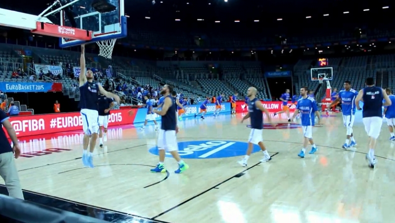 Η είσοδος και η προθέρμανση της Εθνικής (gTV)