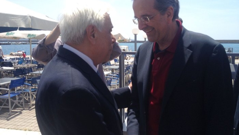 Η τυχαία συνάντηση Παυλόπουλου - Σαμαρά στην Καλαμάτα (vid)