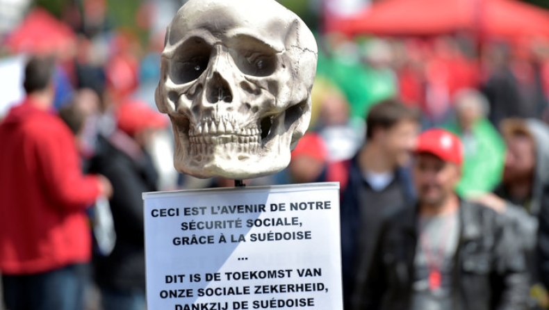 Ξύλο σε διαδήλωση κατά της λιτότητας στις Βρυξέλλες (vid)